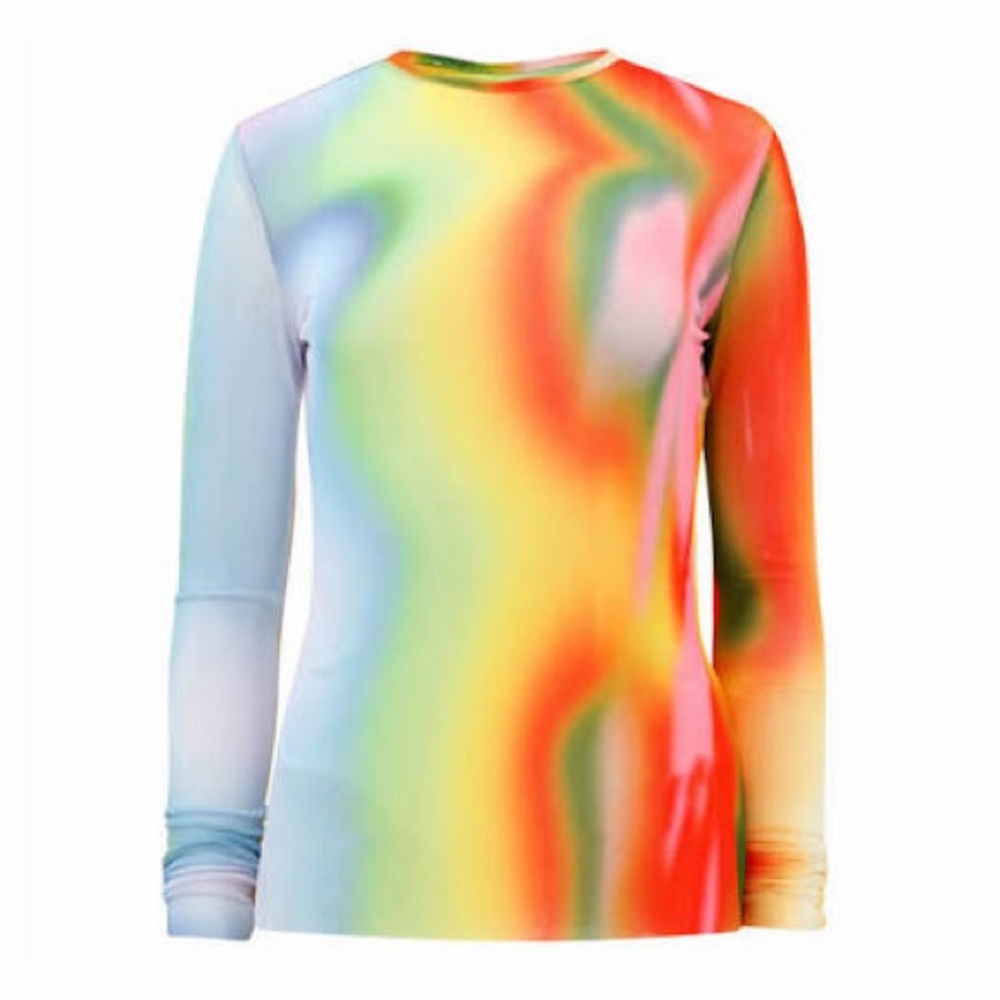 MONSE Rainbow Heatwave Mesh Long Sleeve Women's Top in Multi XS